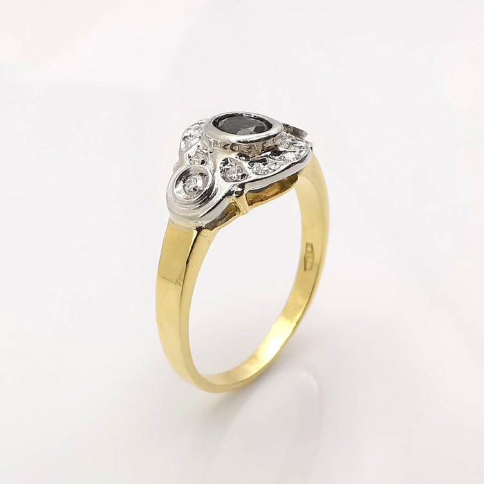 Bague 53 Bague or jaune saphir et diamants 58 Facettes