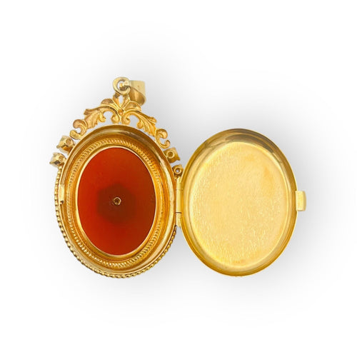 Pendentif Pendentif porte-photo or jaune, perles et cornaline 58 Facettes 149062349