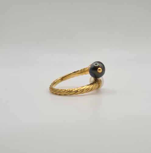 Bague 51 Bague Toi et moi or jaune sertie de diamants et perles de culture et Tahiti 58 Facettes