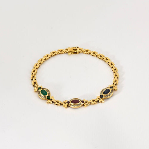 Gourmette Prestige or jaune et pierres fines 58 Facettes LP972/9