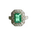 Ring 52.5 ART DECO STYLE PLATINUM RING WITH DIAMONDS AND EMERALD 58 Facettes Q16B