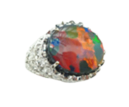 Bague opale noire d'Australie 4.74 cts, mine de Lightning Ridge