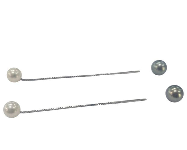 Boucles d'oreilles Damiani - Boucles d’oreilles perles de culture noires et blanches en or blanc 18k 58 Facettes E15