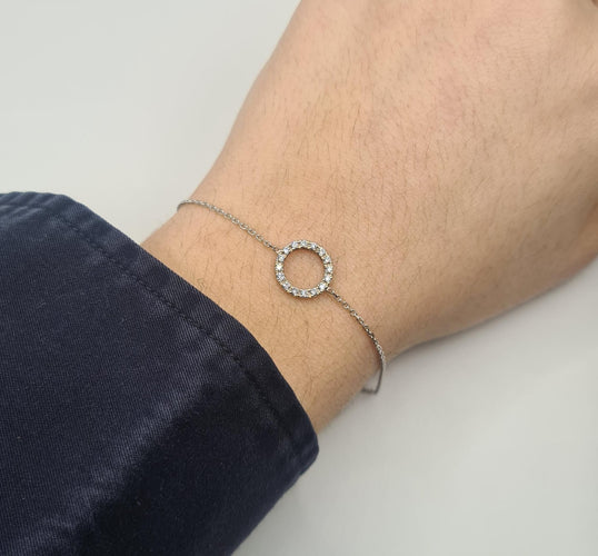 Bracelet Bracelet or blanc serti de diamants naturels 58 Facettes