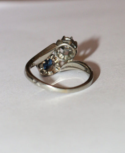 Bague Bague Duo Toi Et Moi Or Gris Saphir Diamant 58 Facettes 583