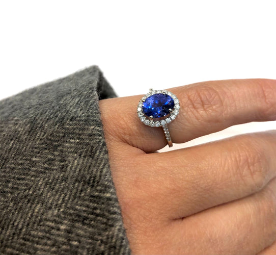 Bague Bague or blanc tanzanite et diamants 58 Facettes