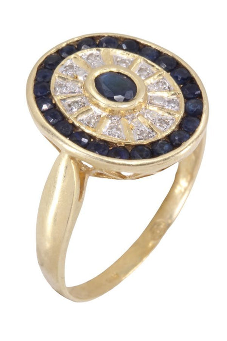 Bague moderne or jaune saphirs et diamants