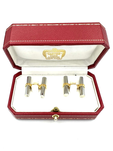 Boutons de manchette CARTIER. Boutons de manchette or jaune onyx/acier 58 Facettes