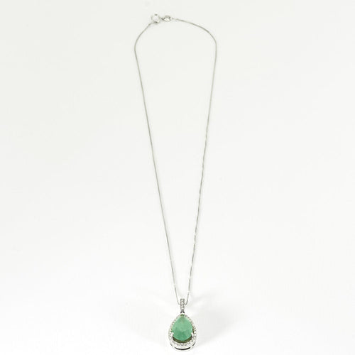 Collier Collier et pendentif en or blanc, émeraude et Diamants 58 Facettes B240539