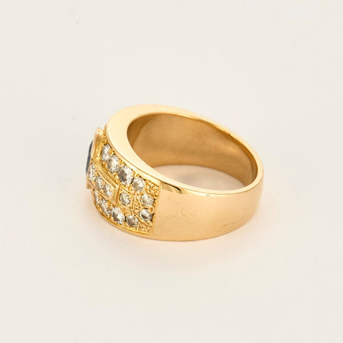 Bague 54,5 Bague en or jaune, saphir et diamants 58 Facettes ALB1953
