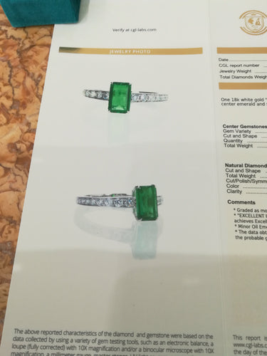 Bague 53 Bague Emeraude, Diamants, Or Blanc 58 Facettes