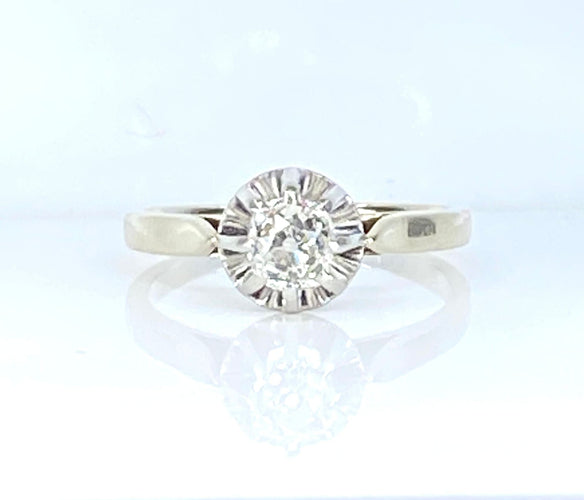 Bague 50.5 Bague solitaire en or 18 carats et platine sertie d’un diamant 0,50 carat environ 58 Facettes AB536