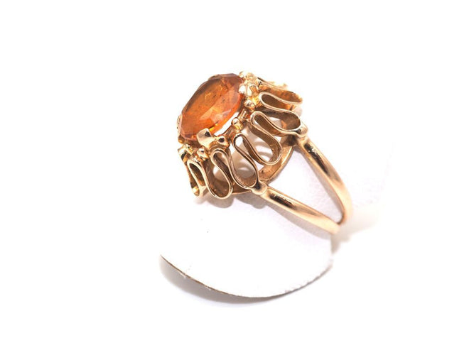 Bague cocktail or jaune 750 mil et citrine