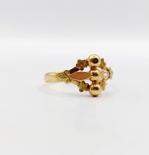 Bague 57 Bague victorienne ciselée or rose et or jaune (circa 1880) 58 Facettes A05338