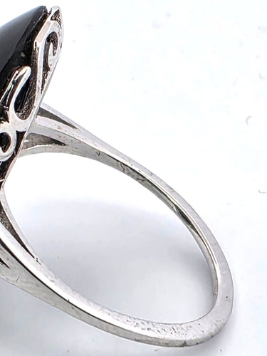 Bague 55 Bague en platine avec onyx et diamant central 58 Facettes