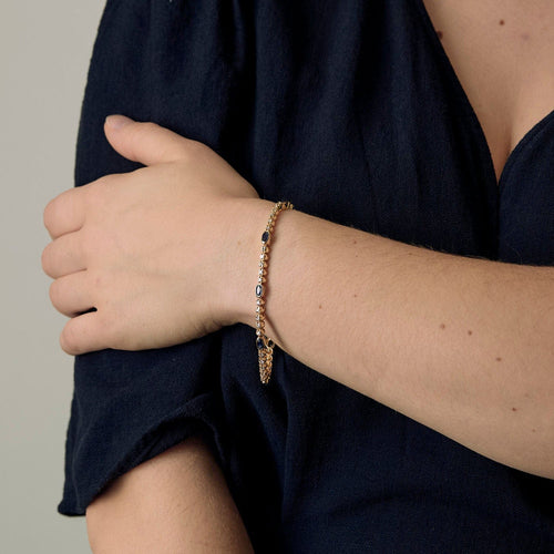 Bracelet Bracelet or jaune, saphir et diamants 58 Facettes DADB-16