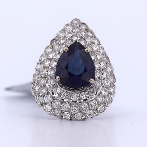 Bague 57 Bague en or blanc avec saphir et diamants 58 Facettes