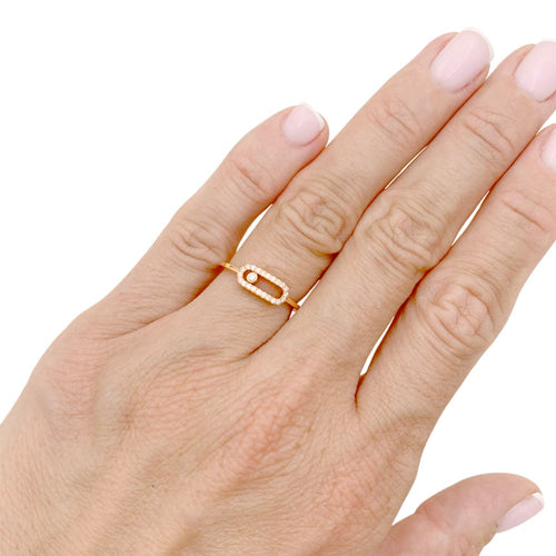 Bague 48 Bague Messika, "Move Uno Pavé", or rose et diamants. 58 Facettes 34744