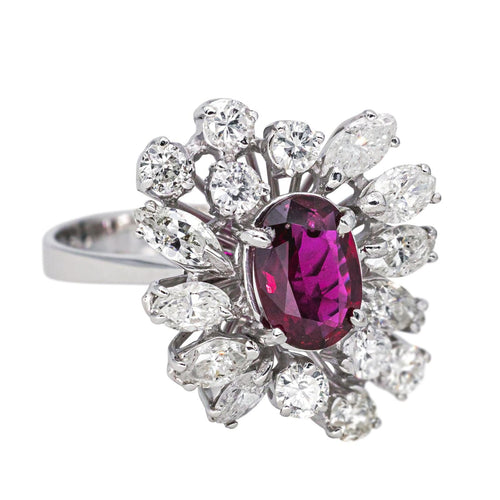 Bague 52.5 Bague Or blanc Rubis, Diamant 58 Facettes 4398645CN