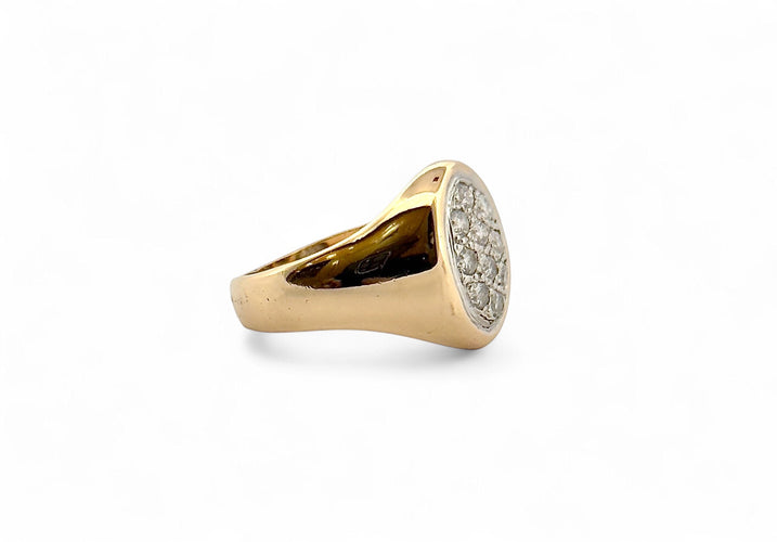 Bague 52 Chevalière rétro en or jaune 18 carats et diamants 58 Facettes