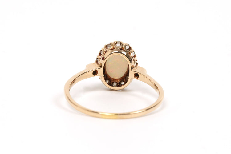 Bague 57 Bague Art Déco or jaune, opale, diamants taille rose 58 Facettes 21472