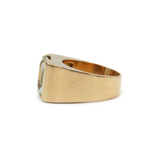 Bague 52 Bague Tank - Or bi-colore, Aigue-Marine et Diamants 58 Facettes 250313R