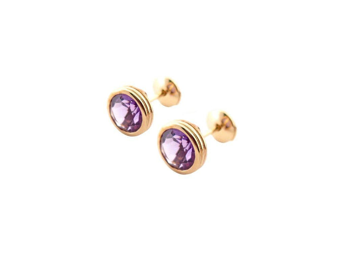 Boucles d'oreilles boucles d'oreilles POIRAY puces lolita amethyste or 18k  s 58 Facettes 270685