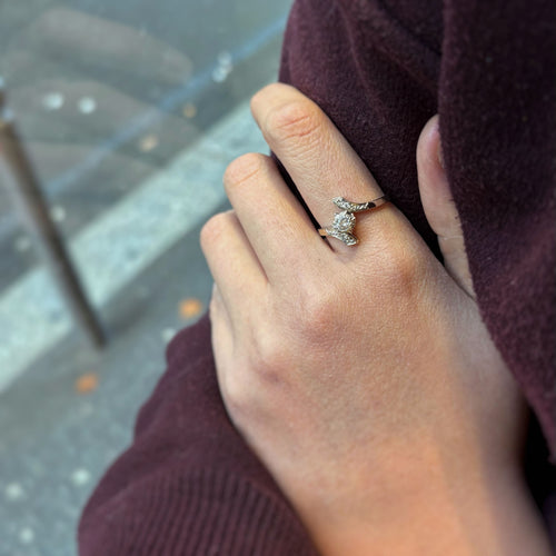 Solitaire accompagné - Or blanc & Diamants 58 Facettes 250061SP