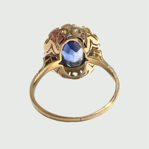 Bague 57 BAGUE DE STYLE ART DÉCO EN OR ET PLATINE AVEC DIAMANTS ET SYNTHÈSE AUSTRALIENNE 58 Facettes Q780A(857)