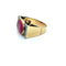 Bague 53 Bague Tank Or Jaune, Platine, Saphir Rose Verneuil, Diamants 58 Facettes