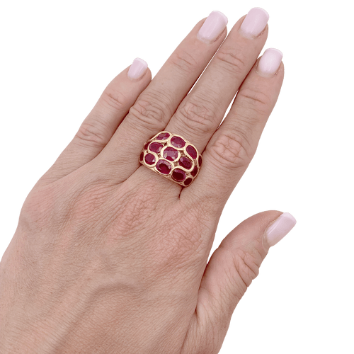 Bague 53 Bague or jaune et rubis. 58 Facettes 34681