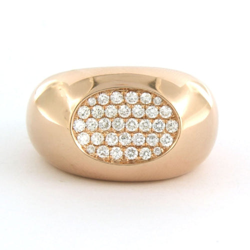 Bague 55 Bague en or rose avec diamants taille brillant jusqu'à 0,80 ct 58 Facettes