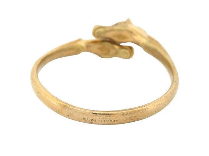 Bracelet vintage bracelet HERMES galop 2 tetes de chevaux ravinet d'enfert plaque or 58 Facettes 267396