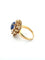 Bague 56 Anello en or jaune 18 kt avec saphir et diamants 58 Facettes