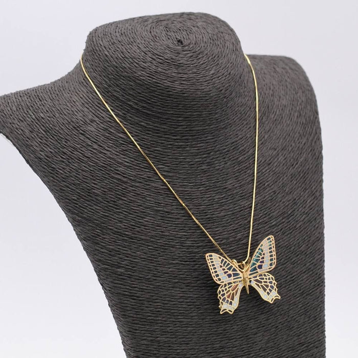 Collier Papillon en or et émail. Double fonction 58 Facettes N102948JC