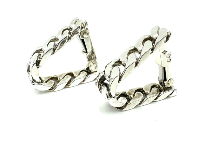 Boutons de manchette HERMES. Boutons de manchette vintages argent 58 Facettes