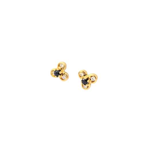 Boucles d'oreilles Boucles d'oreilles or jaune, diamants, saphirs 58 Facettes 30547