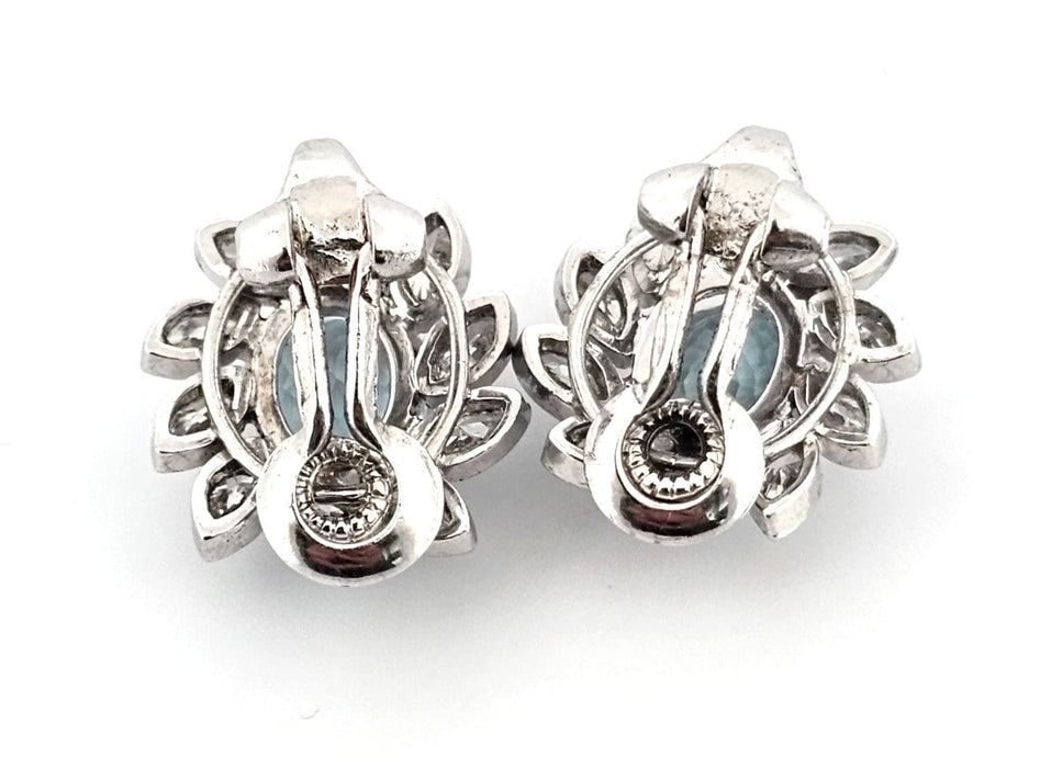 Boucles d'oreilles Boucles d'oreilles en platine avec aigue-marine et diamants 58 Facettes