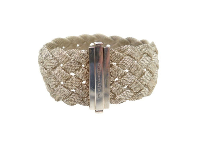 Bracelet bracelet TIFFANY & CO somerset tresse maille en argent 925 t 18 46.5 gr 58 Facettes 267971