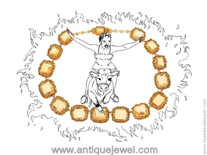 Collier Or géorgien : collier exquis en citrine cannetille 58 Facettes 14171-0037