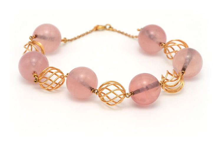 Bracelet Bracelet or jaune et quartz rose 58 Facettes 20745