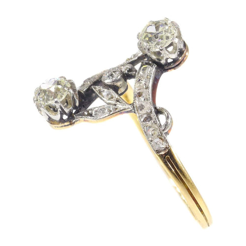 Vintage Belle Epoque diamond toi et moi engagement ring