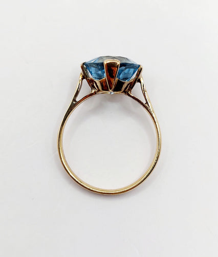 Bague 51 Bague cocktail vintage or jaune et aigue marine 58 Facettes A05744