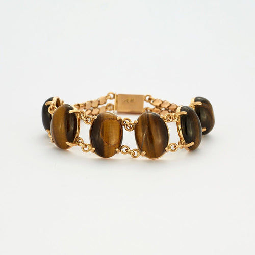 Bracelet Bracelet or jaune et œil de tigre 58 Facettes