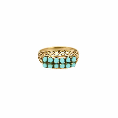 Bague 51 Bague en Or jaune et turquoise 58 Facettes EPI1253