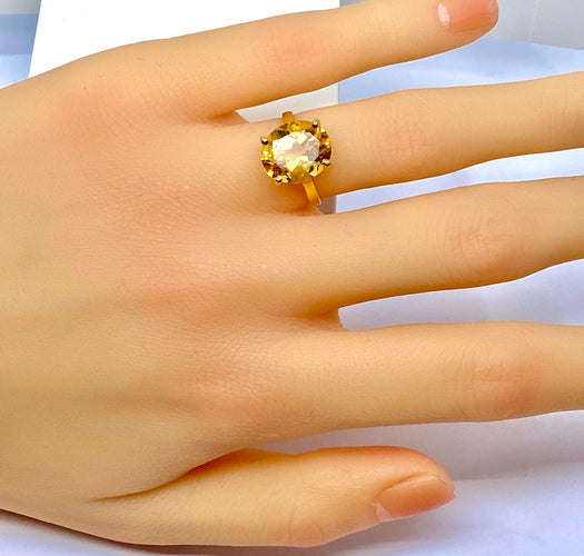 Bague 46.5 Bague en or jaune 18 carats et citrine 58 Facettes AB492