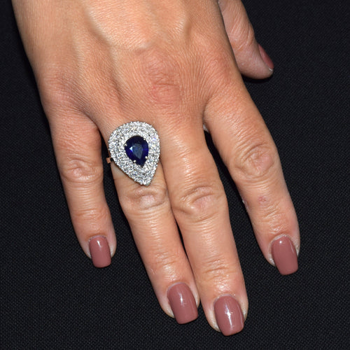 Bague 57 Bague en or blanc avec saphir et diamants 58 Facettes