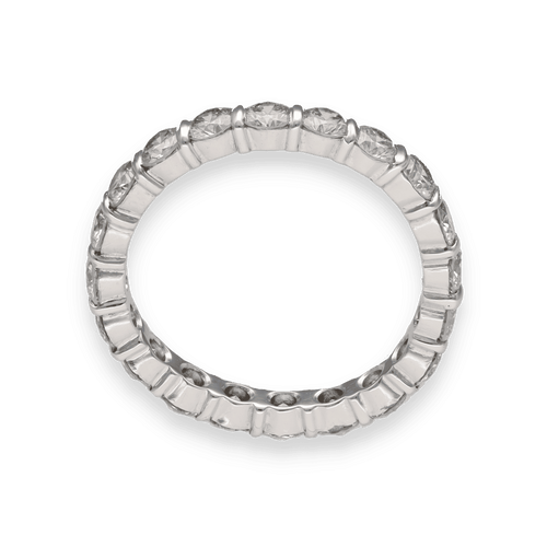 Bague 53 Alliance en or gris 18k sertie de 2,00 Cts de diamants G-VS - Taille 53 - Serti batons 58 Facettes FB10199