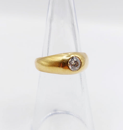 Bague 50 Bague jonc dôme or jaune 18k diamant taille ancienne 0,40 carat 58 Facettes A06197