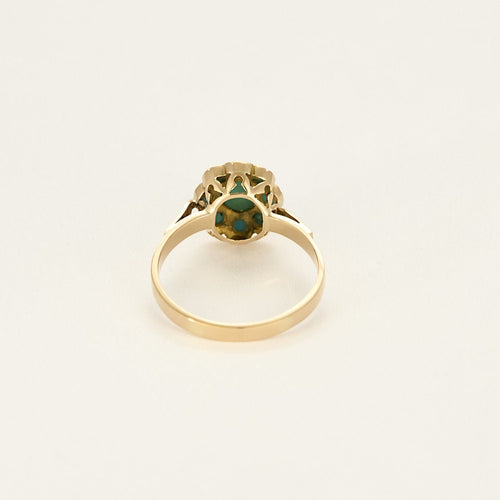 Bague 55 Bague fleur en or jaune et turquoises 58 Facettes MONTE0352